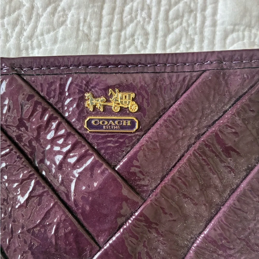 Coach plum Leather Wristlet - Picture 2 of 4